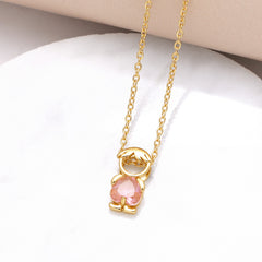 Boy Pendant Necklace Color Zircon Heart-shaped