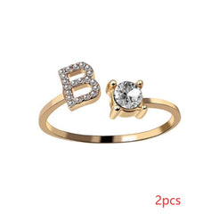 New Design Adjustable 26 Initial Letter Ring Fashion Jewelry For Women Simple Elegant Jewelry
