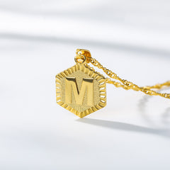 Initial Letter Hexagon Pendant Necklace For Women Jewelry