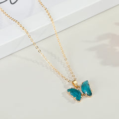 Crystal Butterfly Pendant Necklace Internet Celebrity