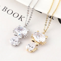 Zircon Necklace Cute Cady Kitten Girl Pendant