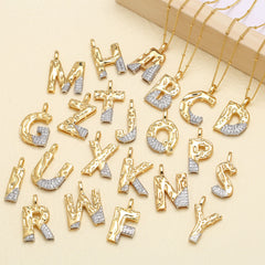 Two-tone 26 English Letters Pendant Necklace Gold-plated Collarbone Necklace