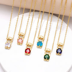 Boy Pendant Necklace Color Zircon Heart-shaped