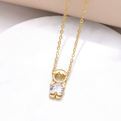Boy Pendant Necklace Color Zircon Heart-shaped