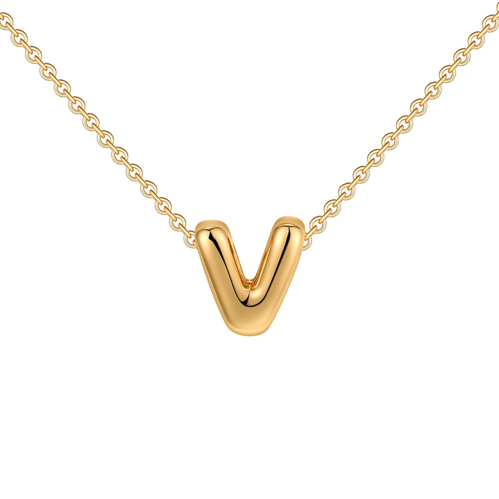 Fashion 26 Bubble Letter Necklace Gold Necklace