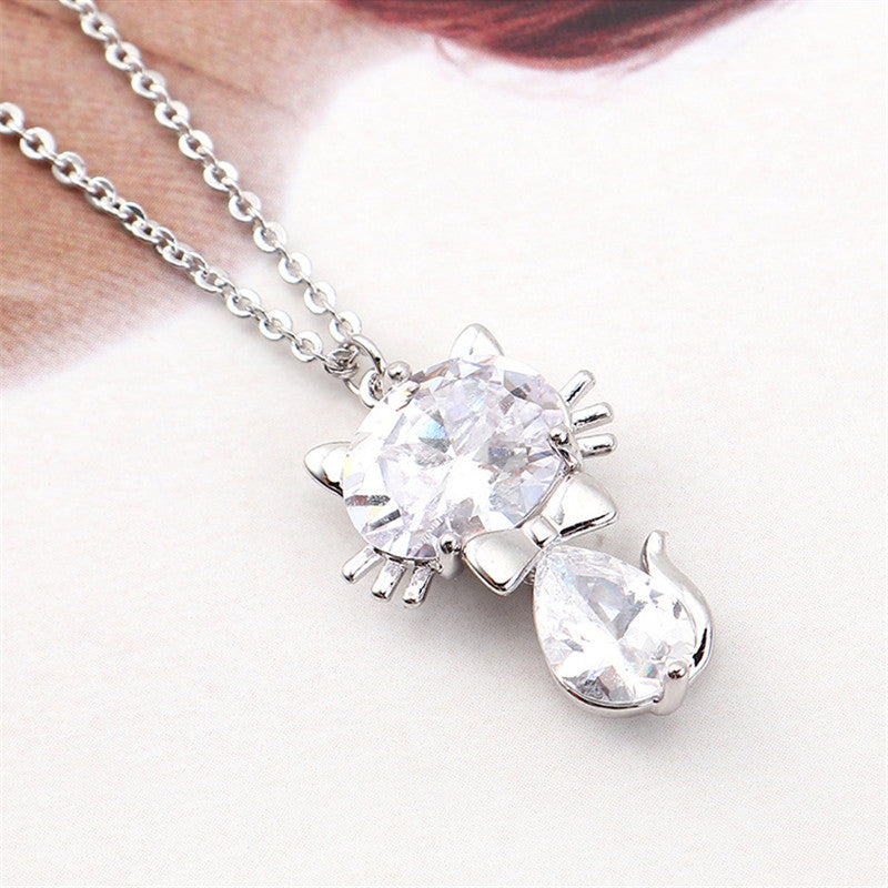 Zircon Necklace Cute Cady Kitten Girl Pendant