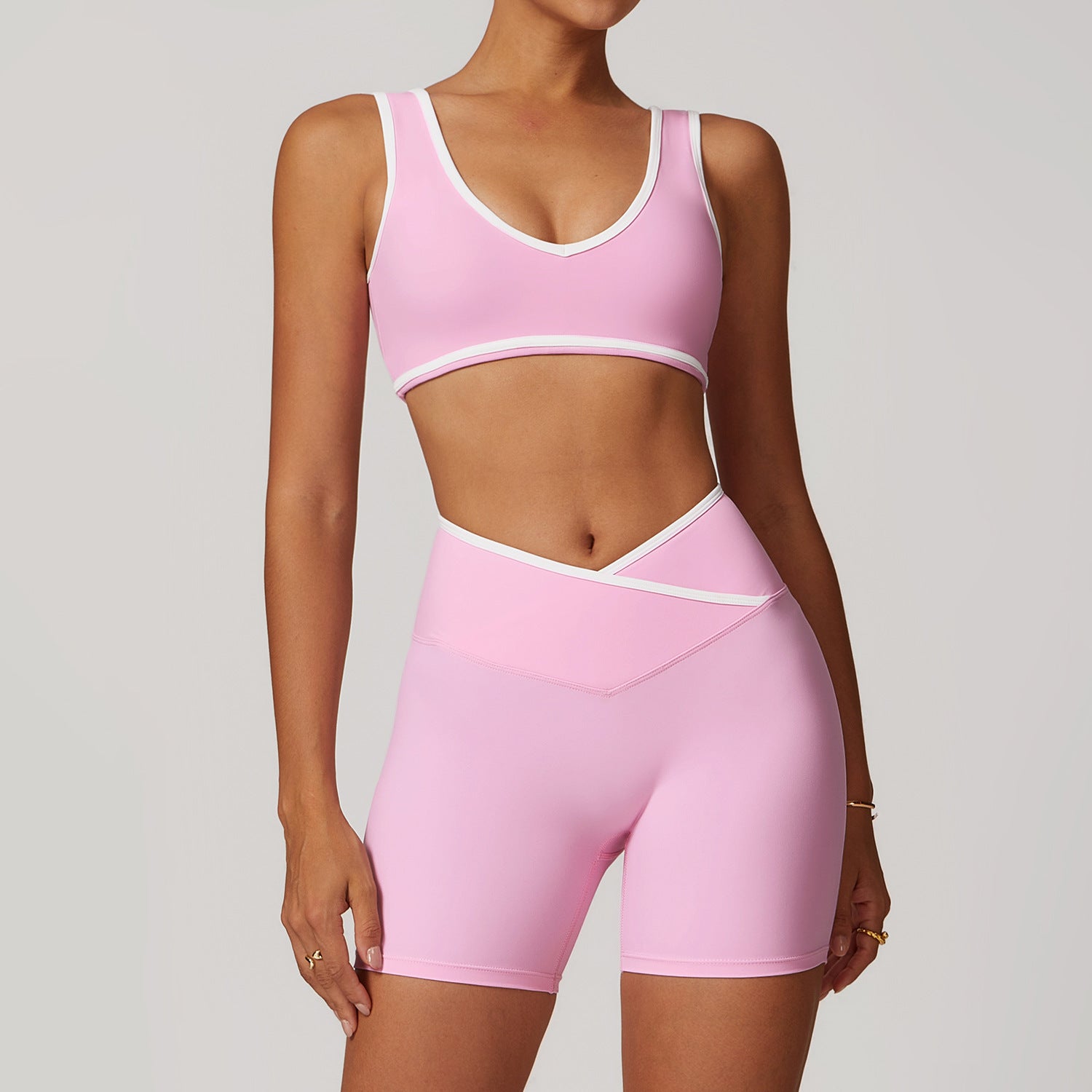 Contrast Color Wide Shoulder Strap Sports Underwear Shockproof