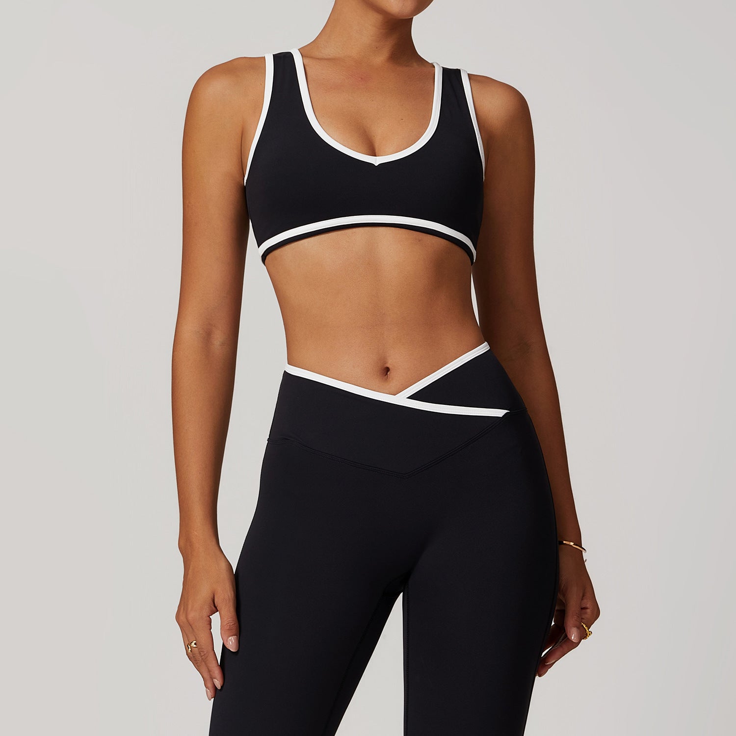 Contrast Color Wide Shoulder Strap Sports Underwear Shockproof