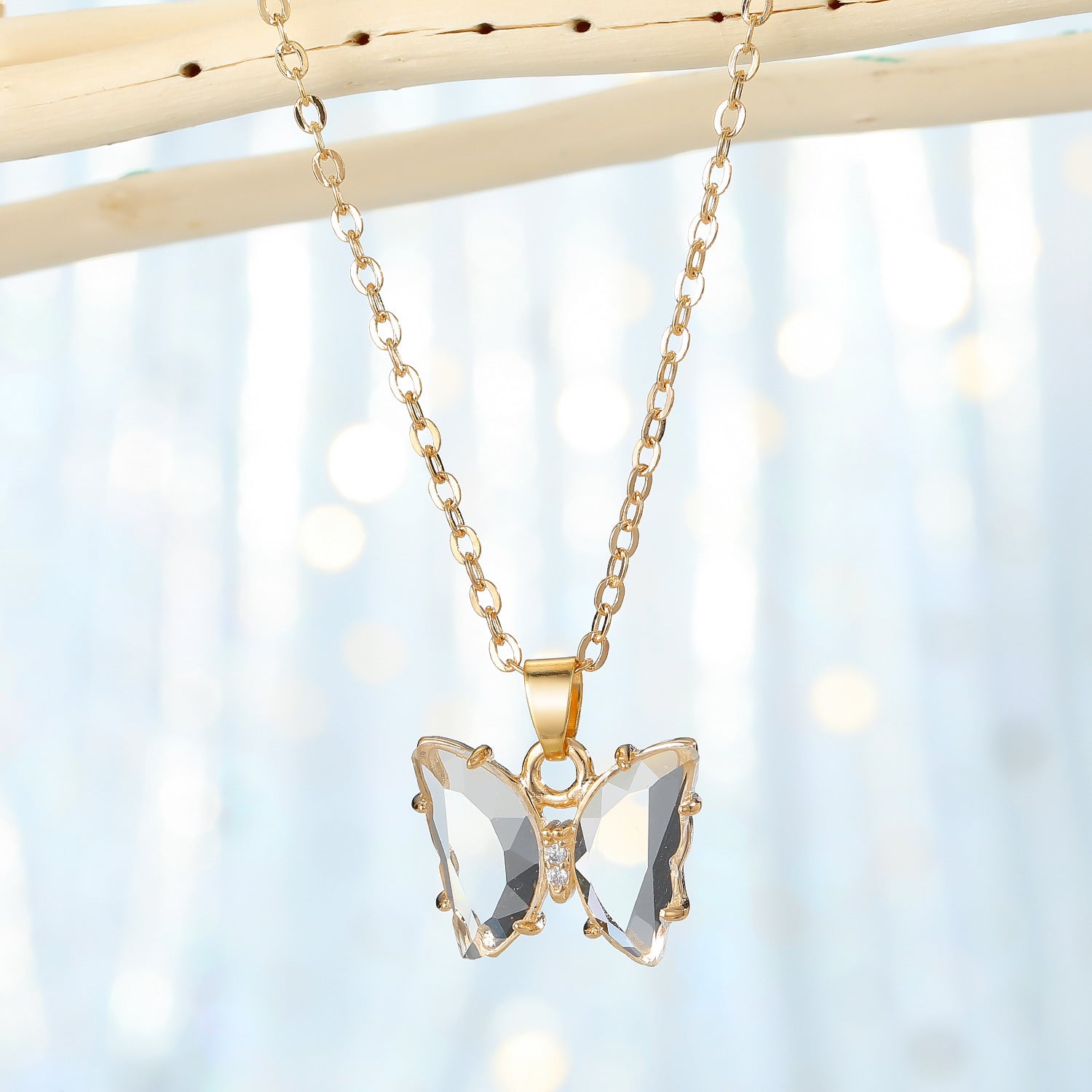 Crystal Butterfly Pendant Necklace Internet Celebrity