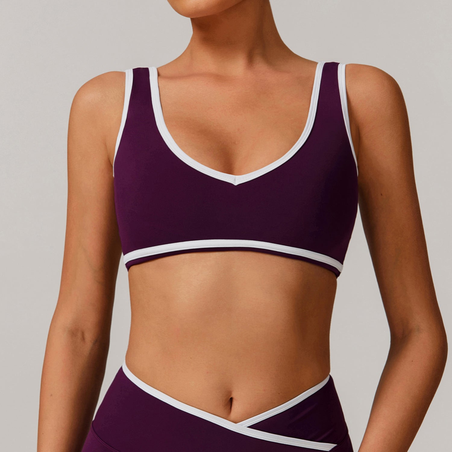 Contrast Color Wide Shoulder Strap Sports Underwear Shockproof