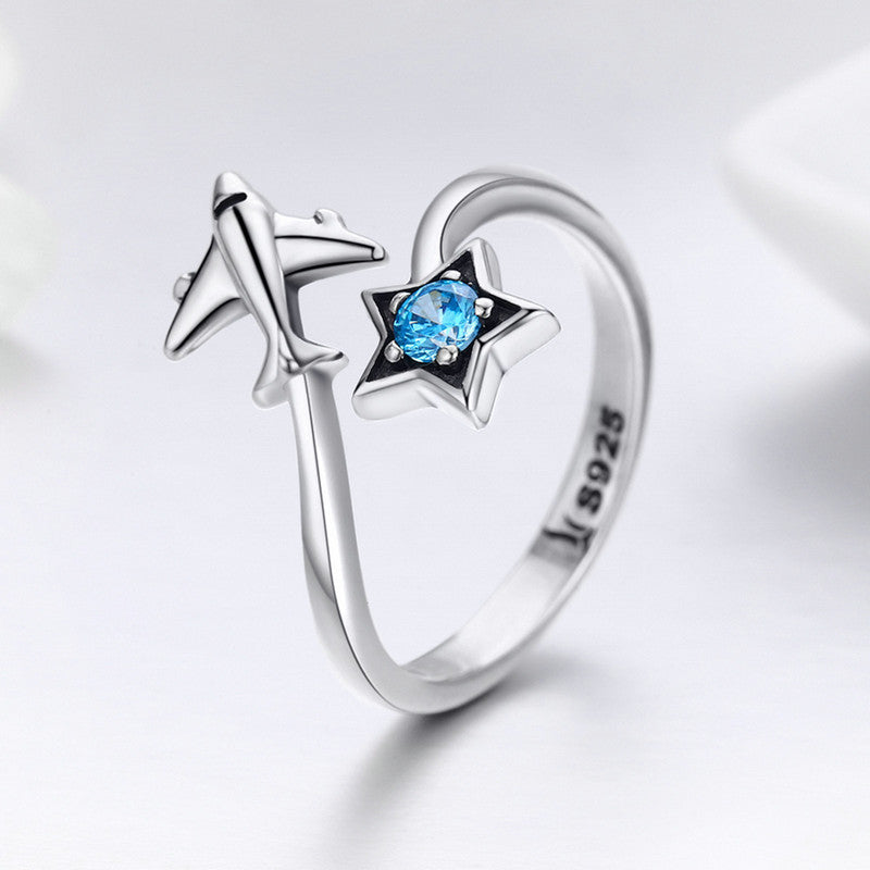 Korean Style Sterling Silver Airplane Ring