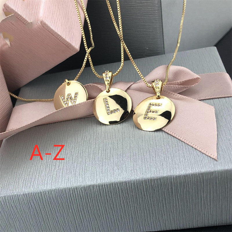 Letter Necklace Glossy Diamond 26 English Letter Necklace