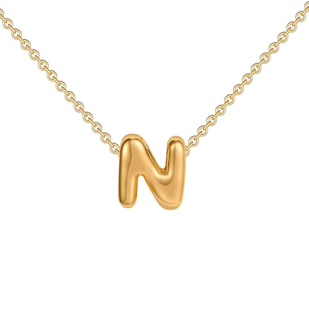 Fashion 26 Bubble Letter Necklace Gold Necklace