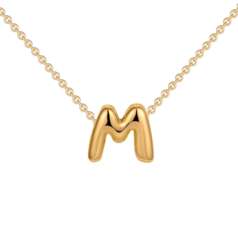 Fashion 26 Bubble Letter Necklace Gold Necklace