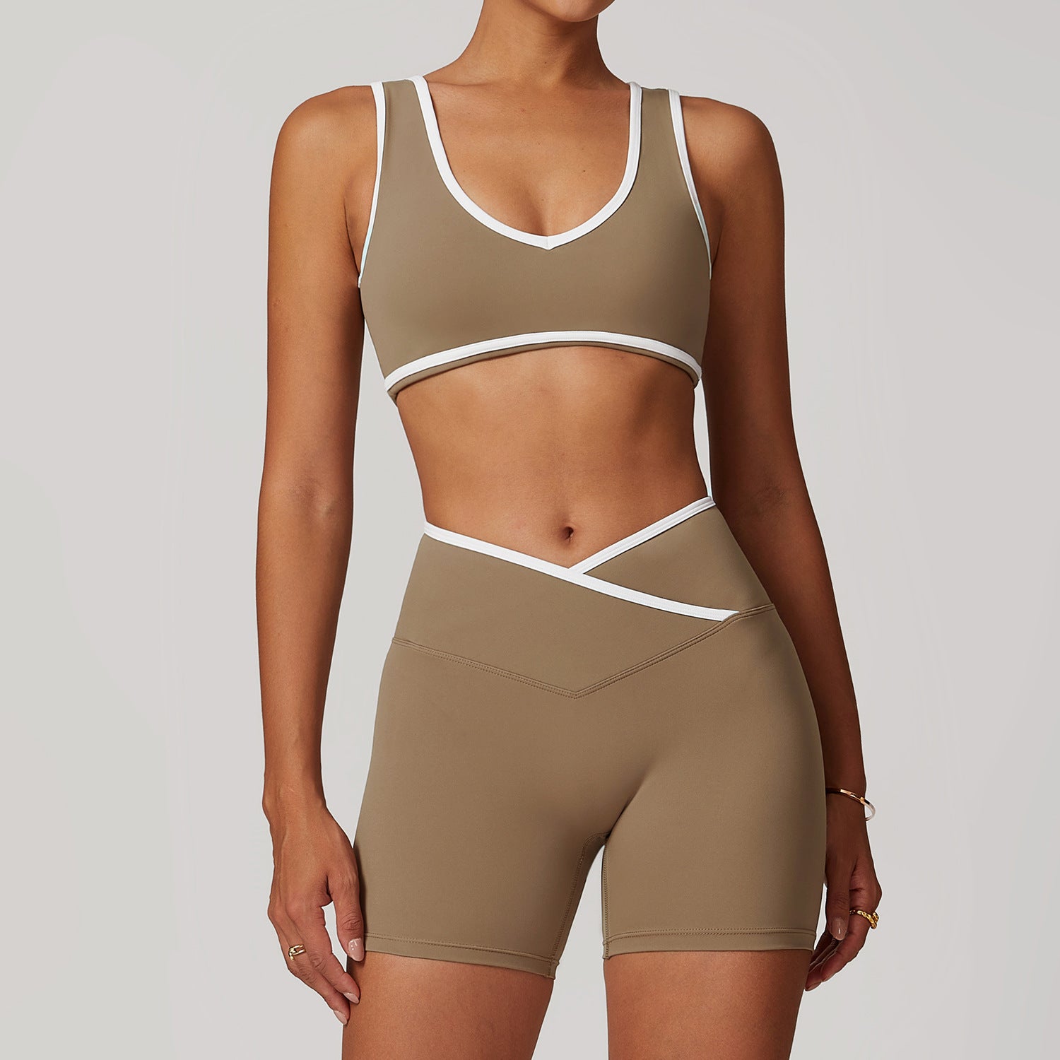 Contrast Color Wide Shoulder Strap Sports Underwear Shockproof