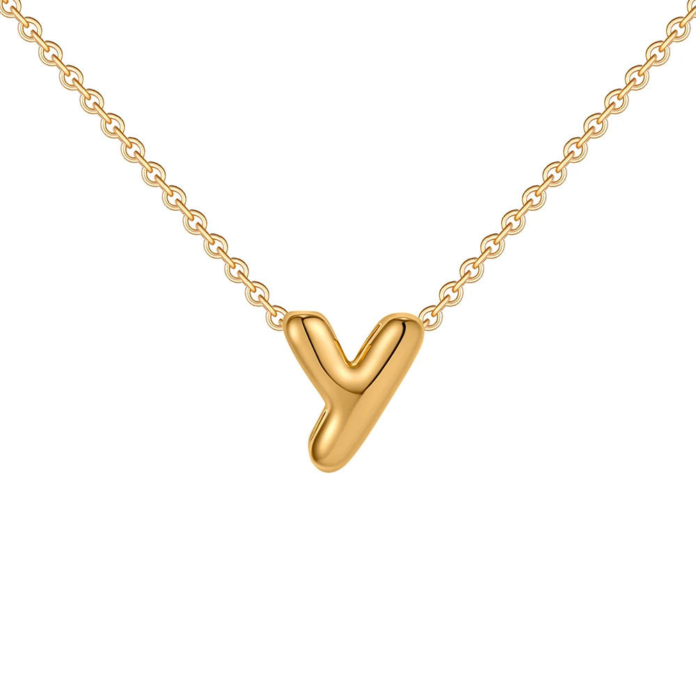Fashion 26 Bubble Letter Necklace Gold Necklace
