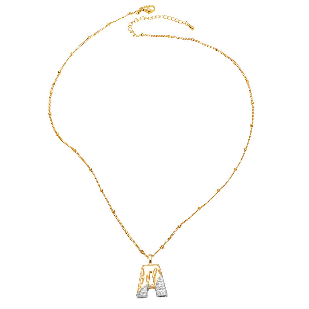 Two-tone 26 English Letters Pendant Necklace Gold-plated Collarbone Necklace