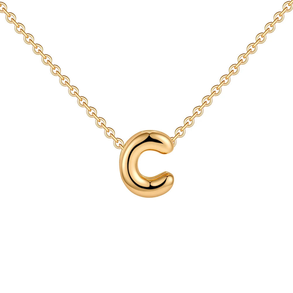 Fashion 26 Bubble Letter Necklace Gold Necklace
