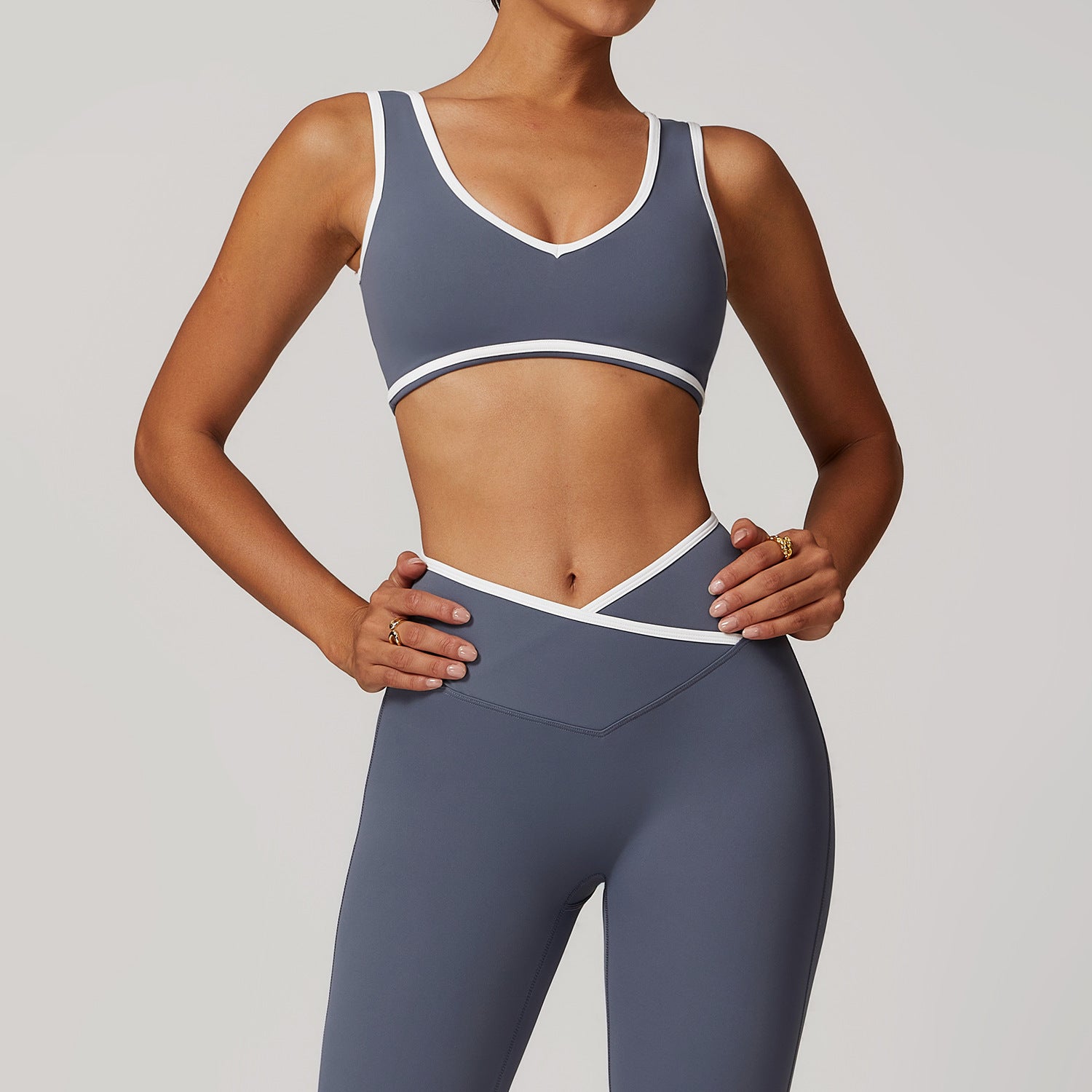 Contrast Color Wide Shoulder Strap Sports Underwear Shockproof