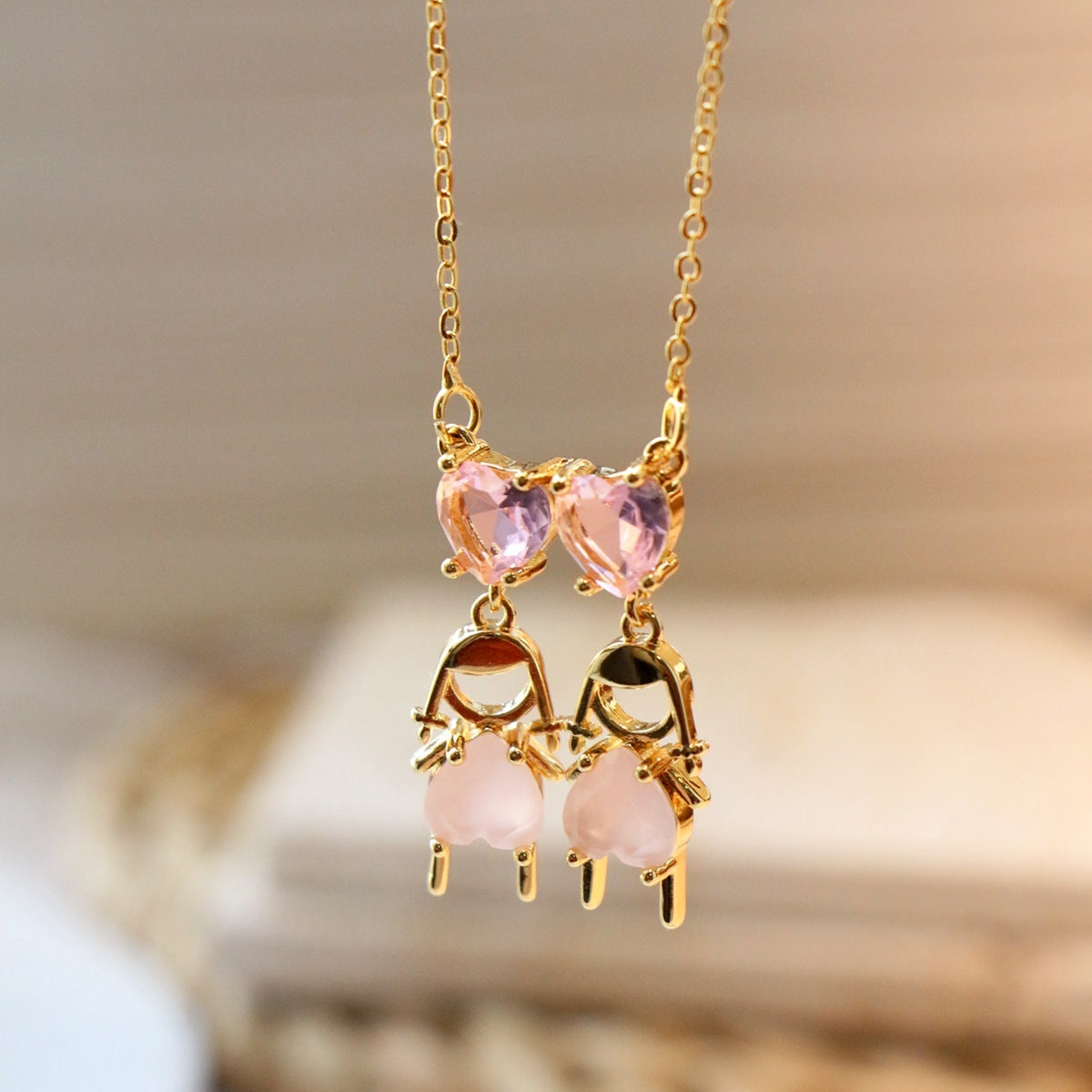 Simple Love Boy Girl Zircon Necklace Valentine's Day