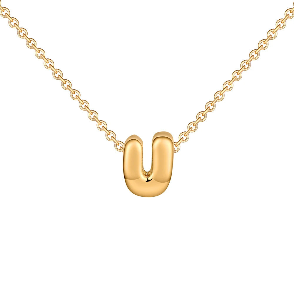 Fashion 26 Bubble Letter Necklace Gold Necklace