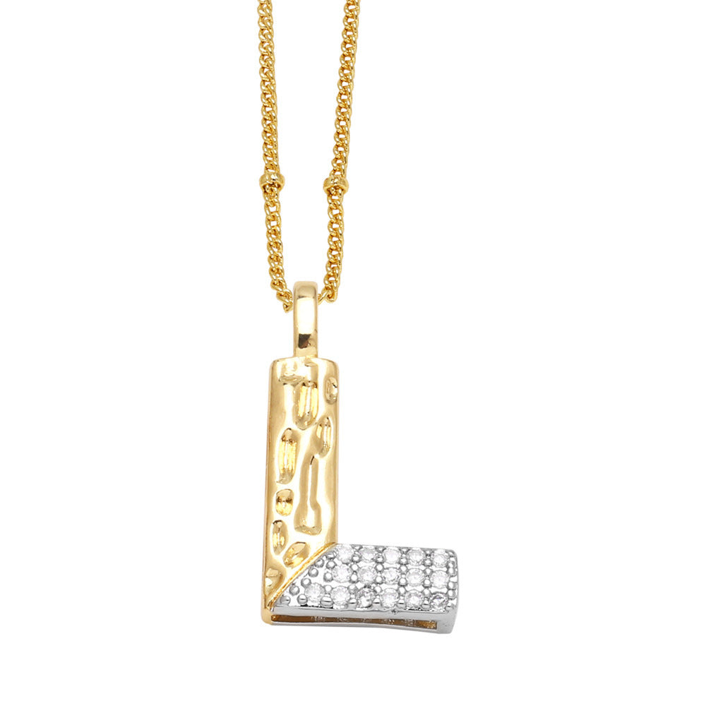Two-tone 26 English Letters Pendant Necklace Gold-plated Collarbone Necklace