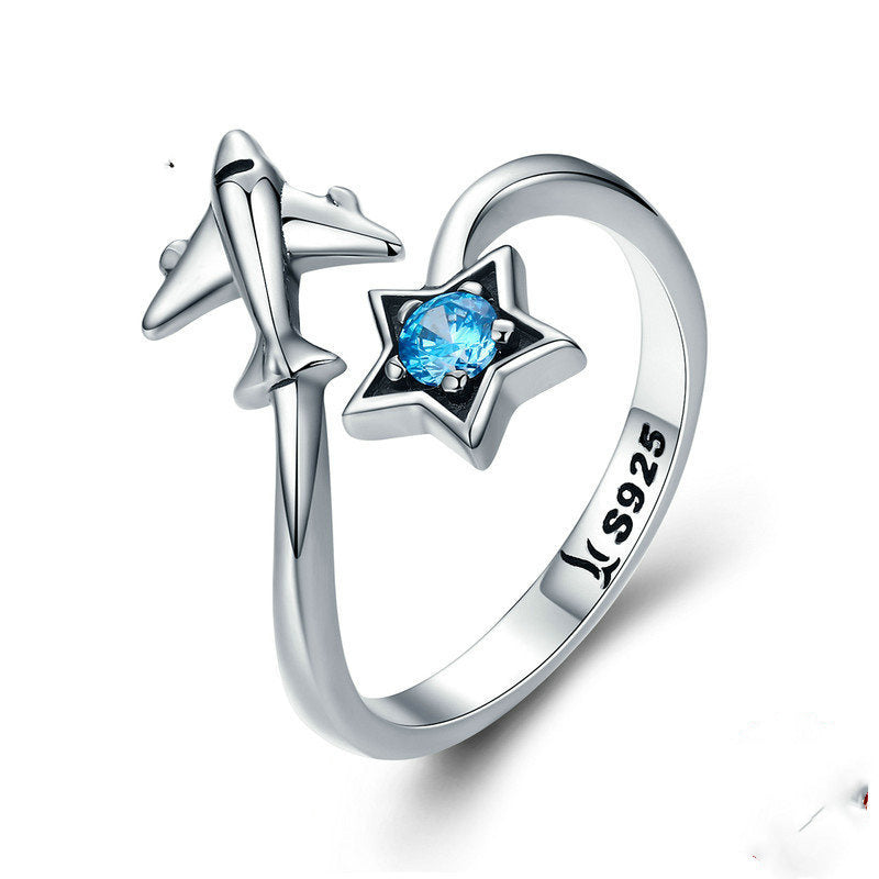 Korean Style Sterling Silver Airplane Ring