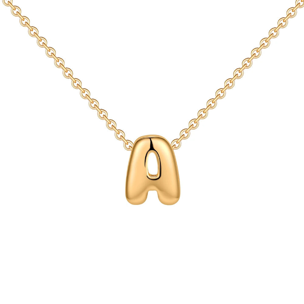 Fashion 26 Bubble Letter Necklace Gold Necklace