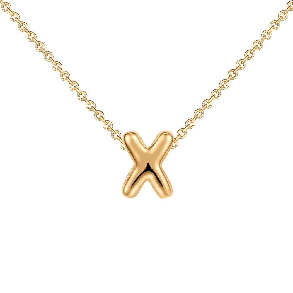 Fashion 26 Bubble Letter Necklace Gold Necklace