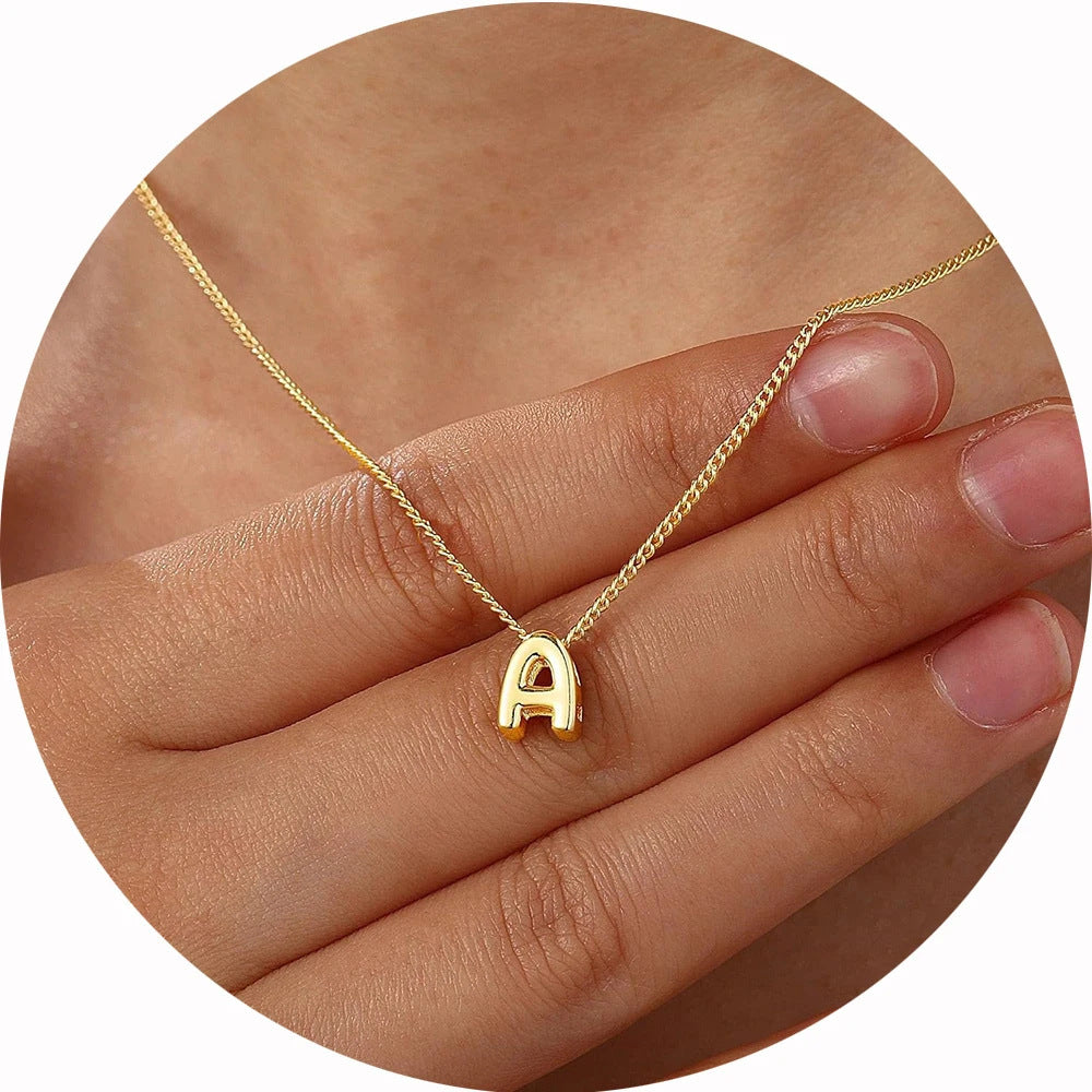 Fashion 26 Bubble Letter Necklace Gold Necklace