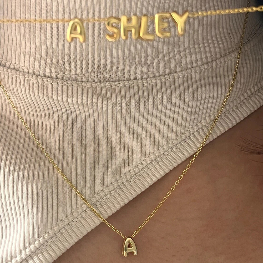 Fashion 26 Bubble Letter Necklace Gold Necklace