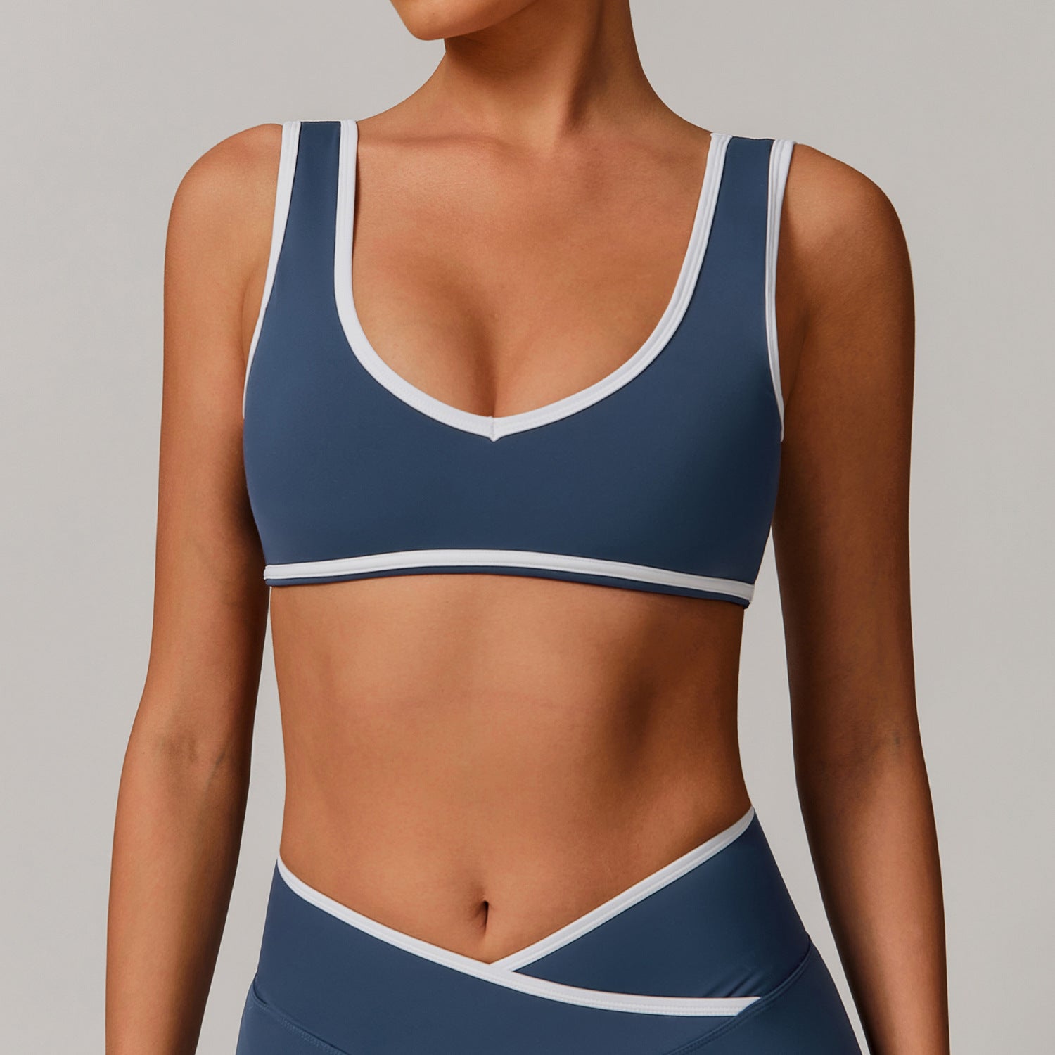 Contrast Color Wide Shoulder Strap Sports Underwear Shockproof