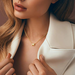 Fashion 26 Bubble Letter Necklace Gold Necklace