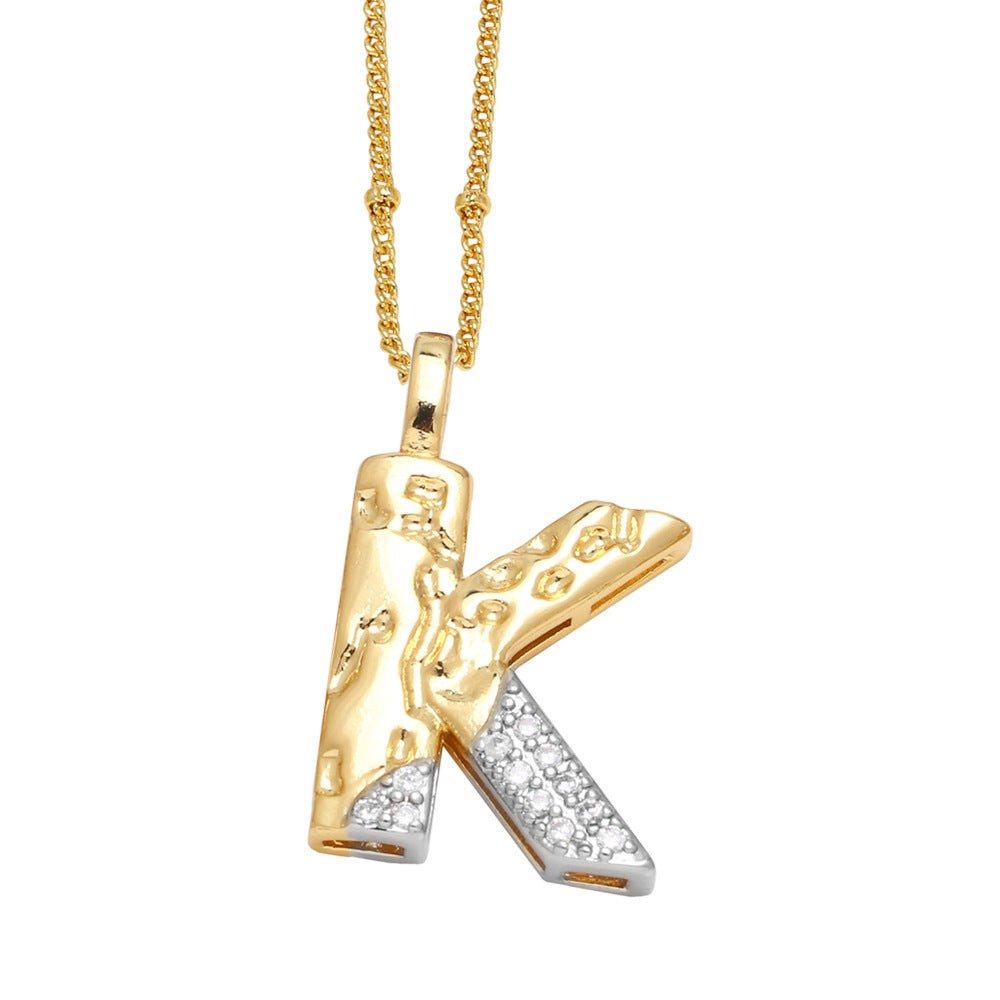 Two-tone 26 English Letters Pendant Necklace Gold-plated Collarbone Necklace