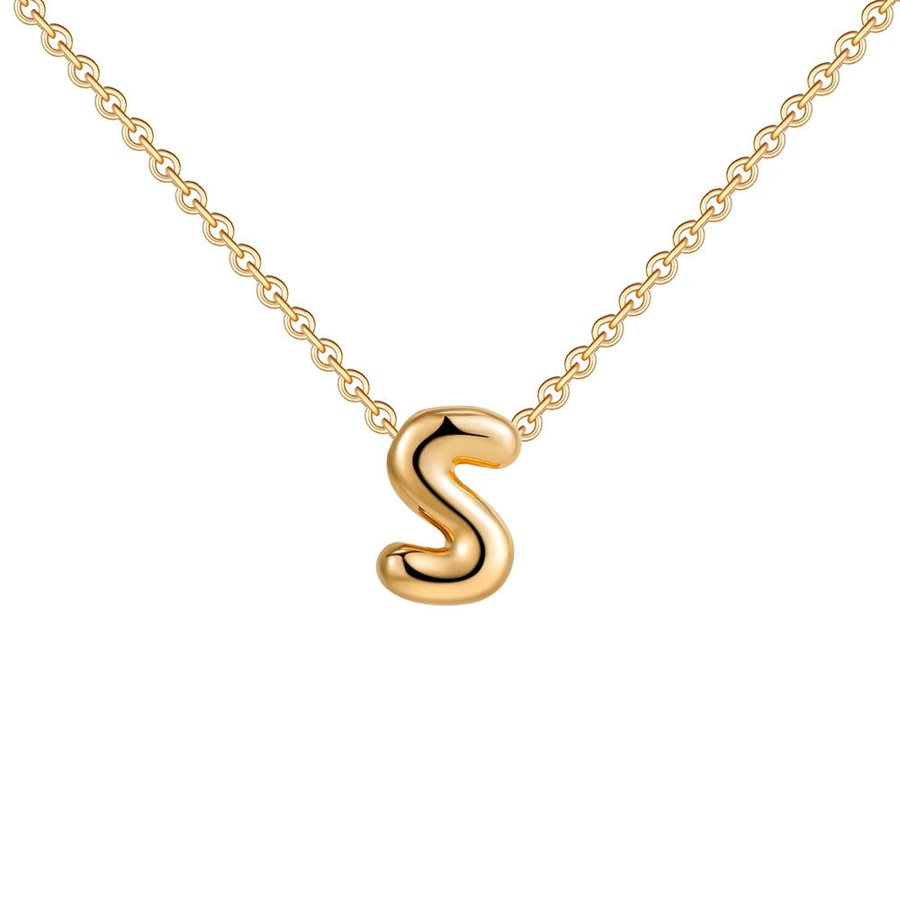Fashion 26 Bubble Letter Necklace Gold Necklace